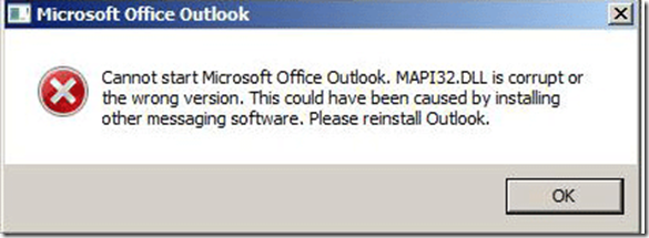 Outlook cannot. Tray Error. Tray err. Outlook cannot open Version. Cannot start service